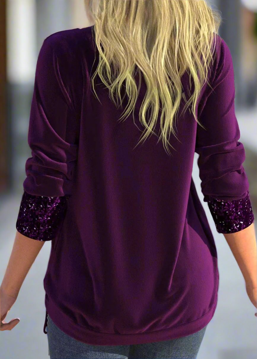 Kaylee™ |Top met lange mouwen en pailletten"