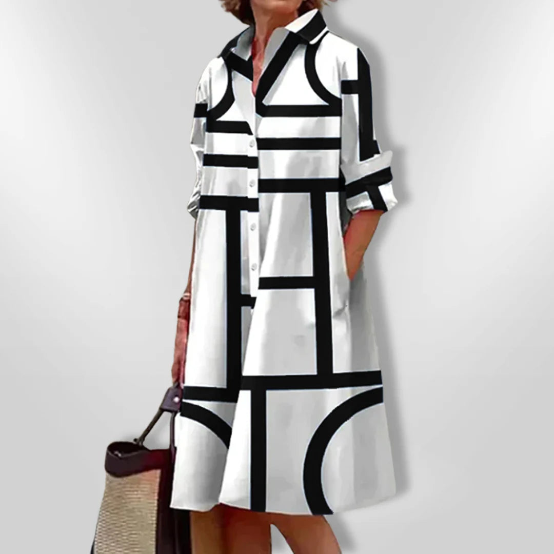 Roxanne™ | Modern Geometric Midi Dress