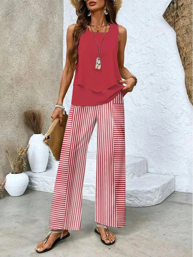 Ovelynra™ | Sleeveless Top and Wide Pants