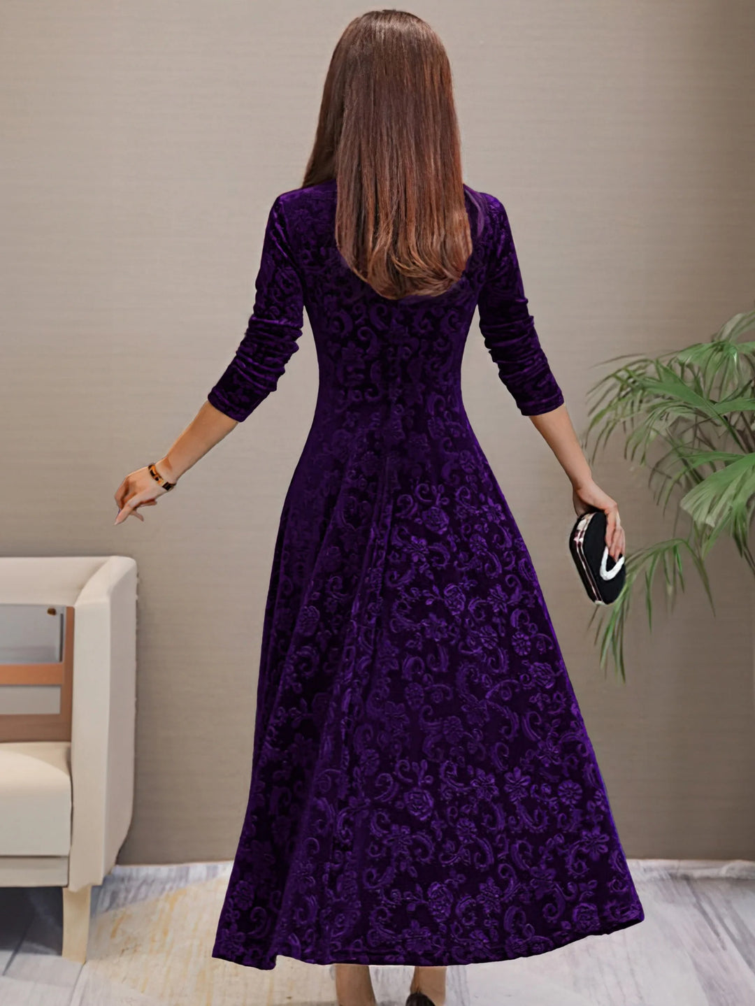 Elsynne™ | Velvet V-neck Dress