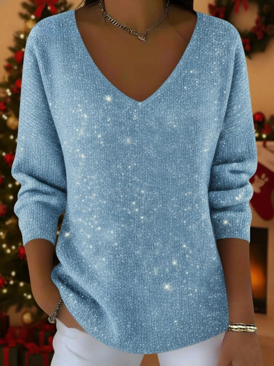 Lysavielle™ | Festive V-Neck Sweater