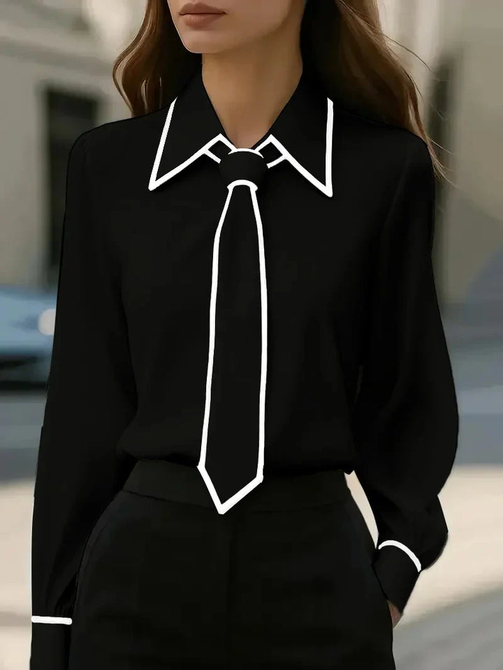 Loranae™ | Tie-Neck Long Sleeve Blouse