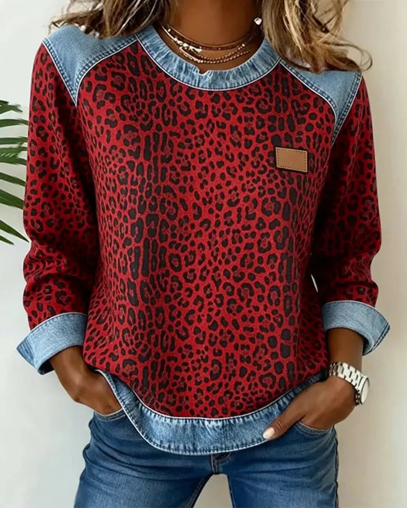 Cirella™ | Leopard Print Denim Sweater