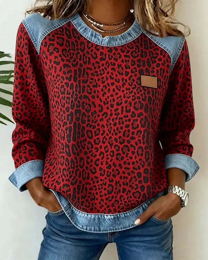 Cirella™ | Leopard Print Denim Sweater