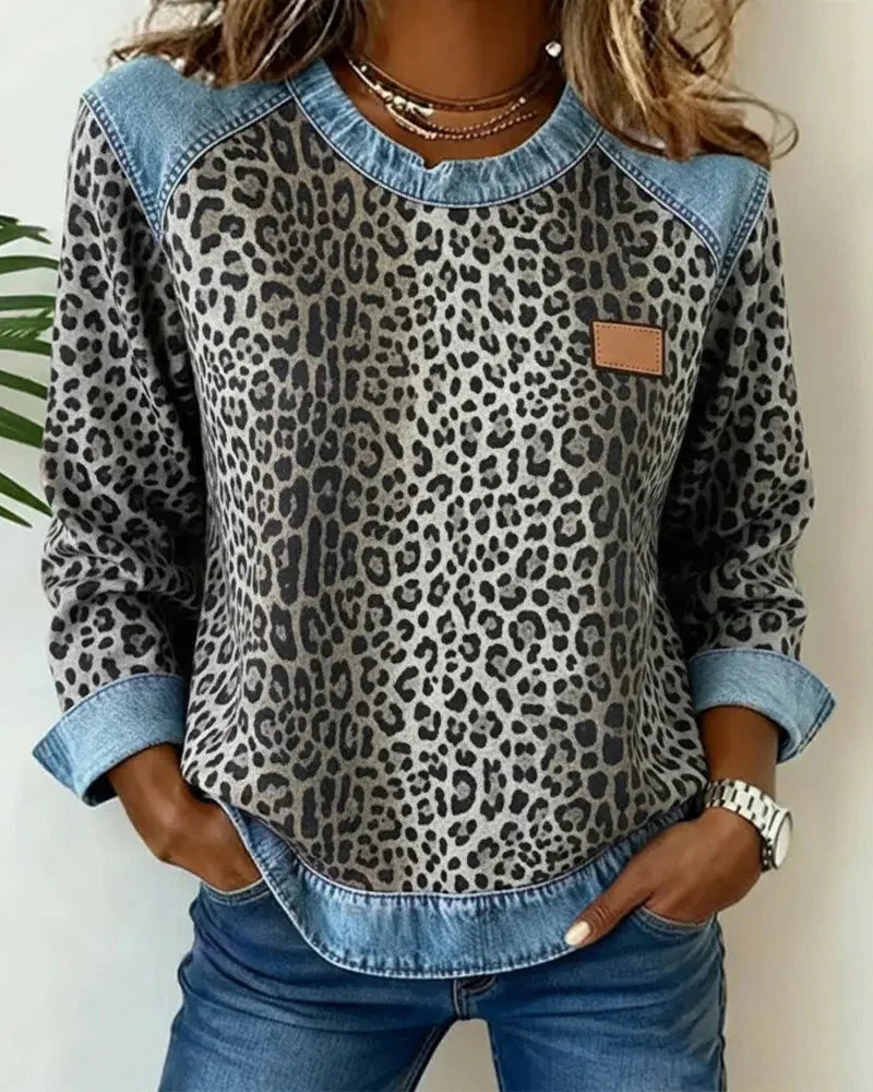 Cirella™ | Leopard Print Denim Sweater
