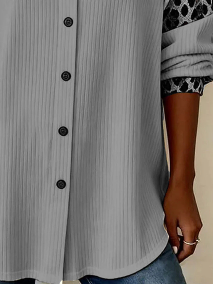 Norvyn™ | Leopard Sleeved Button-Down Blouse