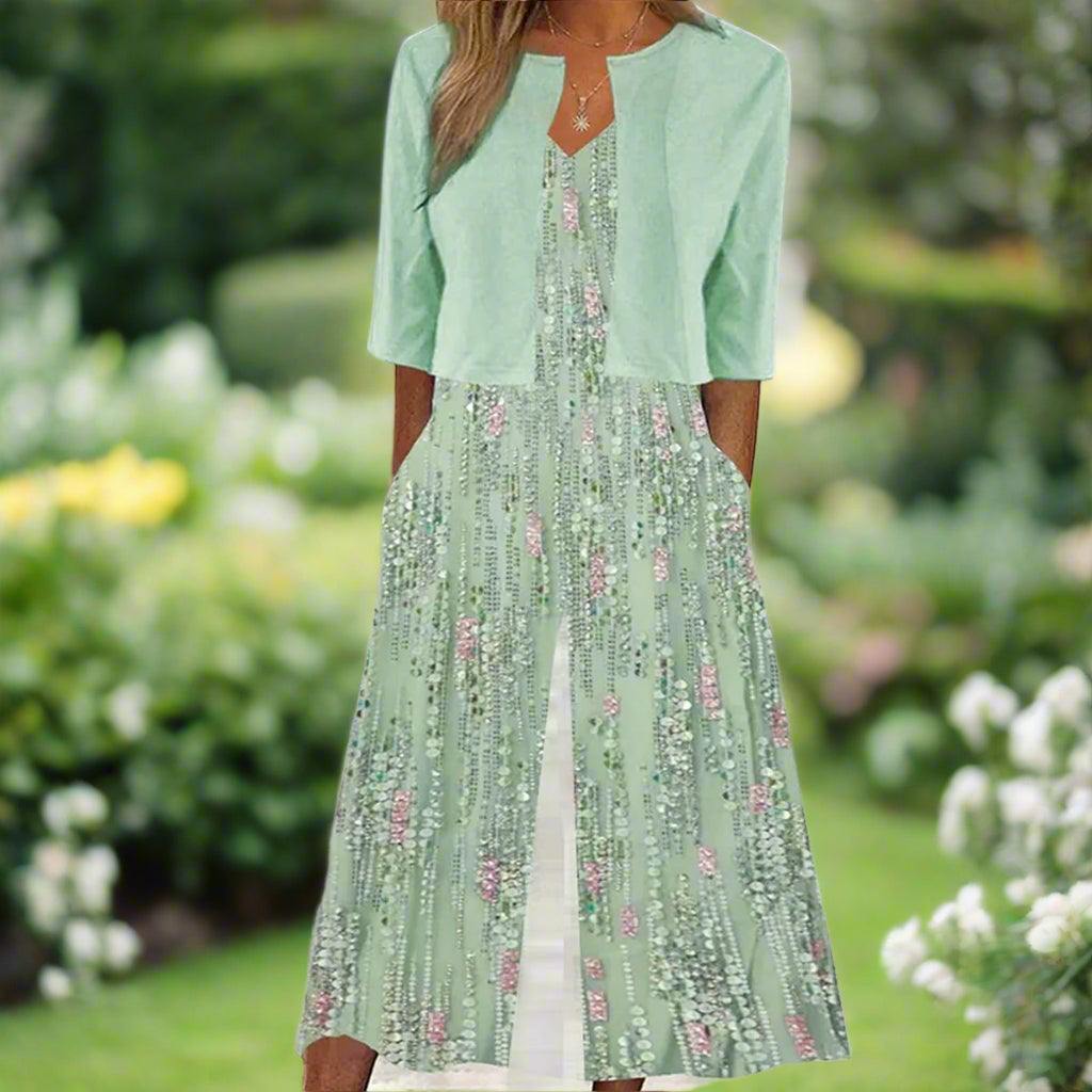 Veronica™ | Stylish V-Neck Jumpsuit & Jacket Set