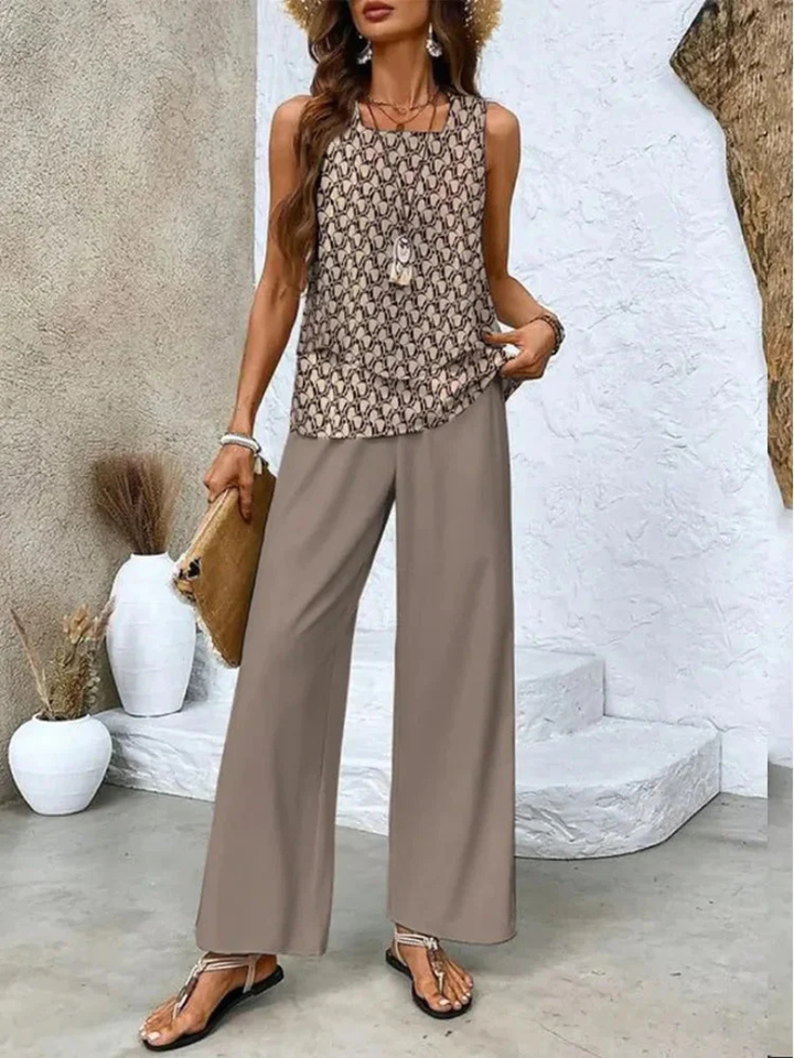 Ovelynra™ | Sleeveless Top and Wide Pants