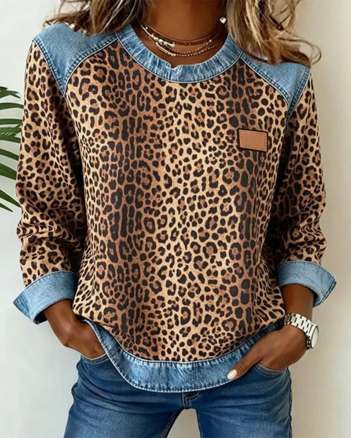 Cirella™ | Leopard Print Denim Sweater