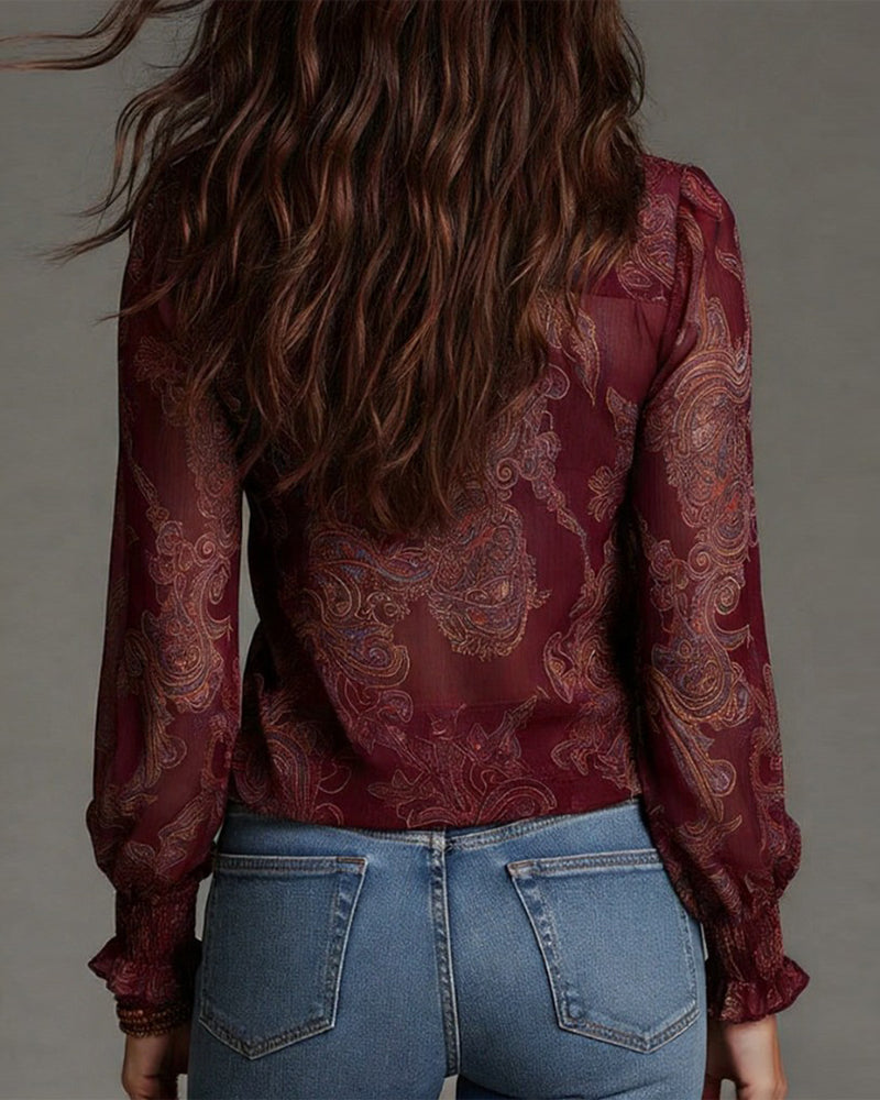 Katie™ | Elegant Blouse with Half-Zip and Ruffles