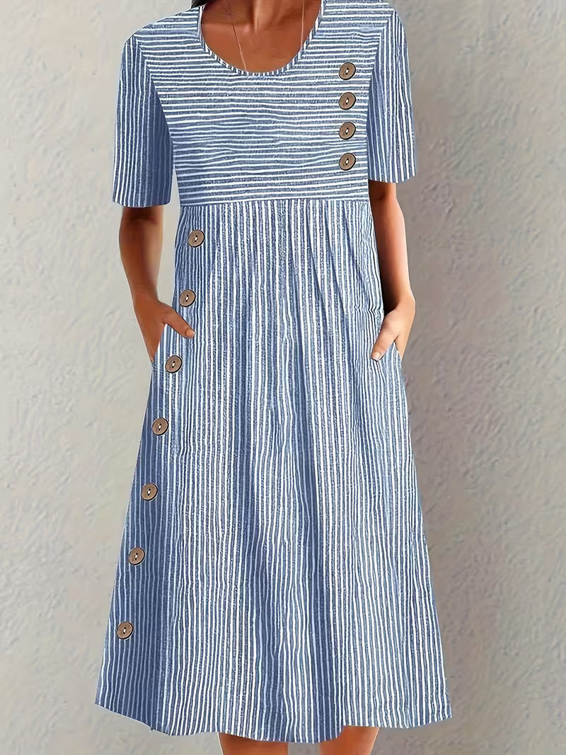 Myrren™ | Round-neck Striped Dress