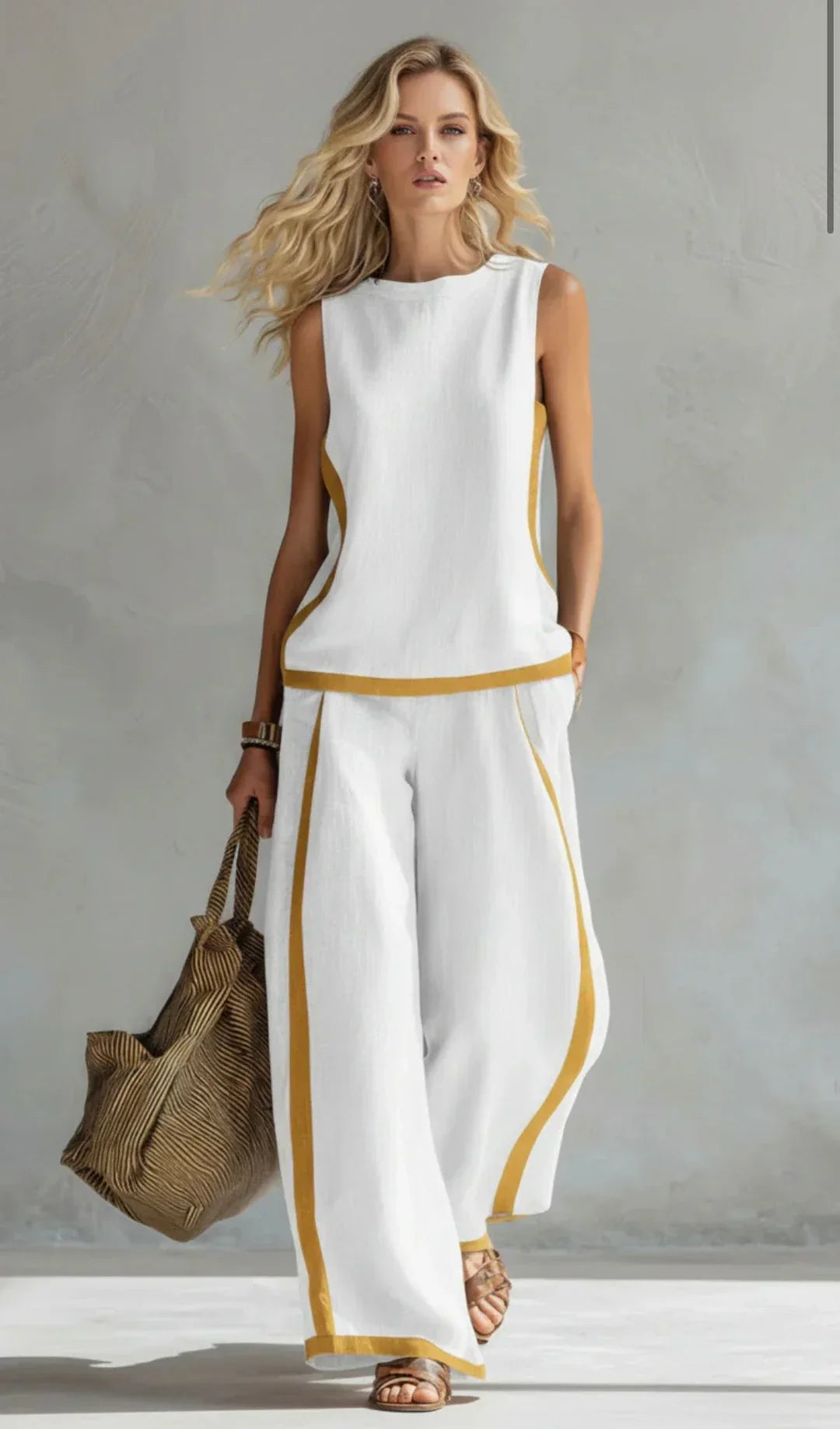 Ursula - Elegant and casual set of waistcoat and trousers with two-tone finishes