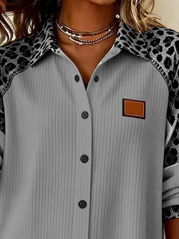 Norvyn™ | Leopard Sleeved Button-Down Blouse