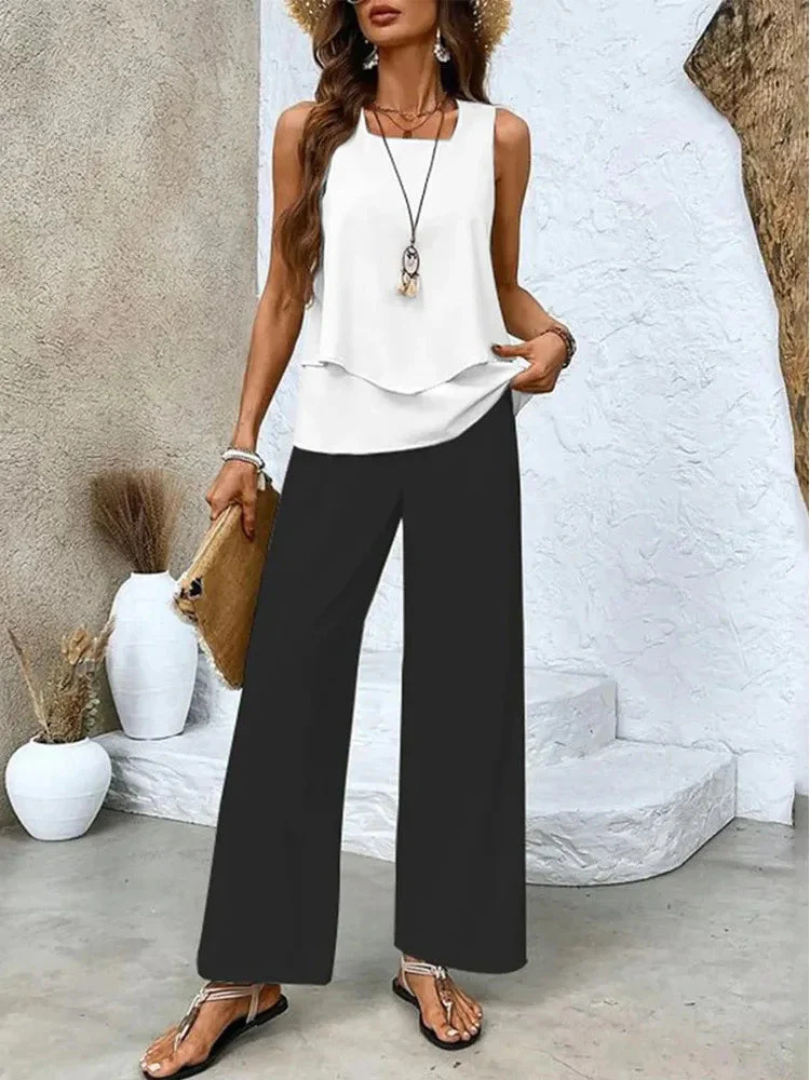 Ovelynra™ | Sleeveless Top and Wide Pants