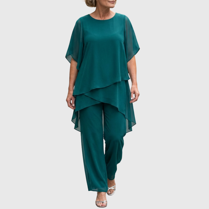 Linda | Set with draped palazzo pants