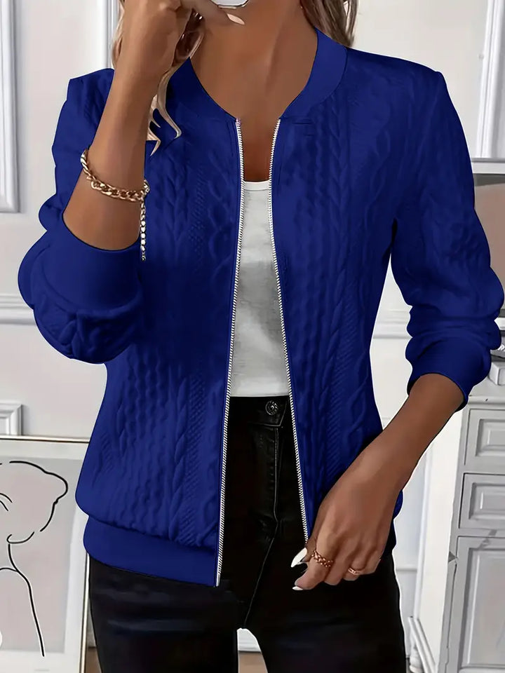 Elvarine™ | Textured Zip-Up Bomber Jacket