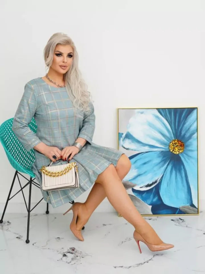 Savelle™ | Plaid Cheque Print Dress