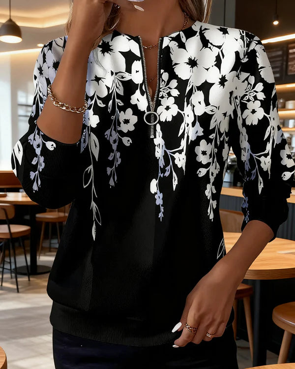 Melanie™ | Floral Zip Sweatshirt