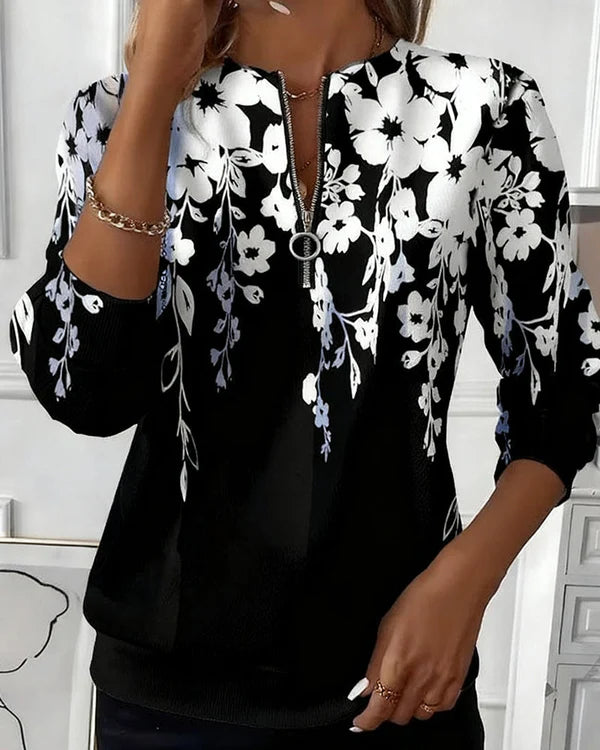 Melanie™ | Floral Zip Sweatshirt