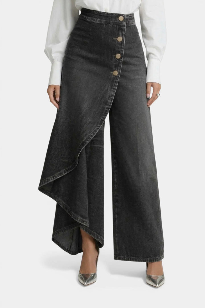 Ava™ | Denim Wrap Wide-Leg Pants