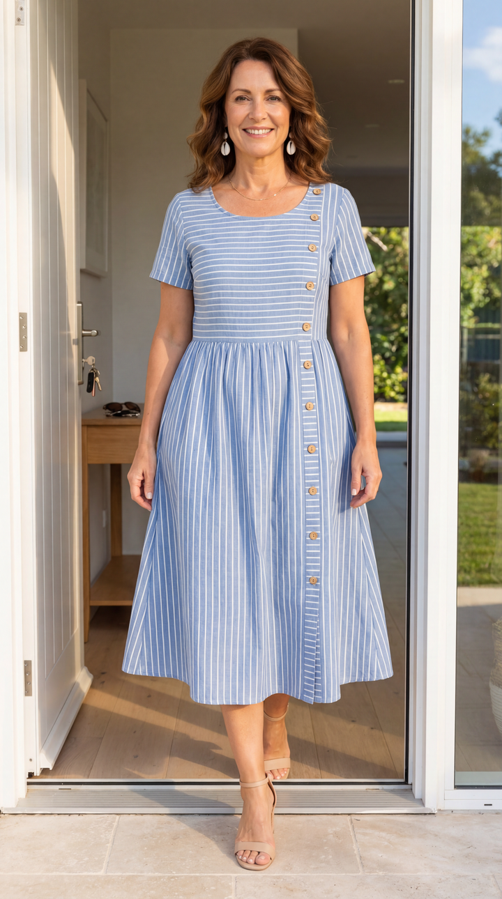 Willa Striped A-Line Midi Dress