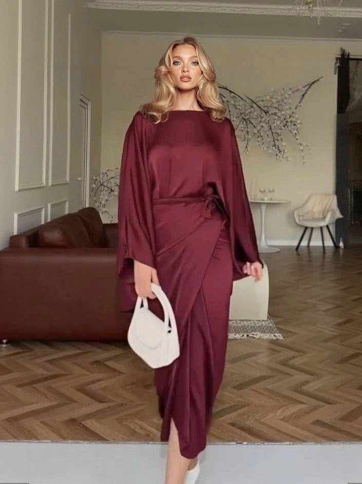 Elvoria™ | Satin maxi dress