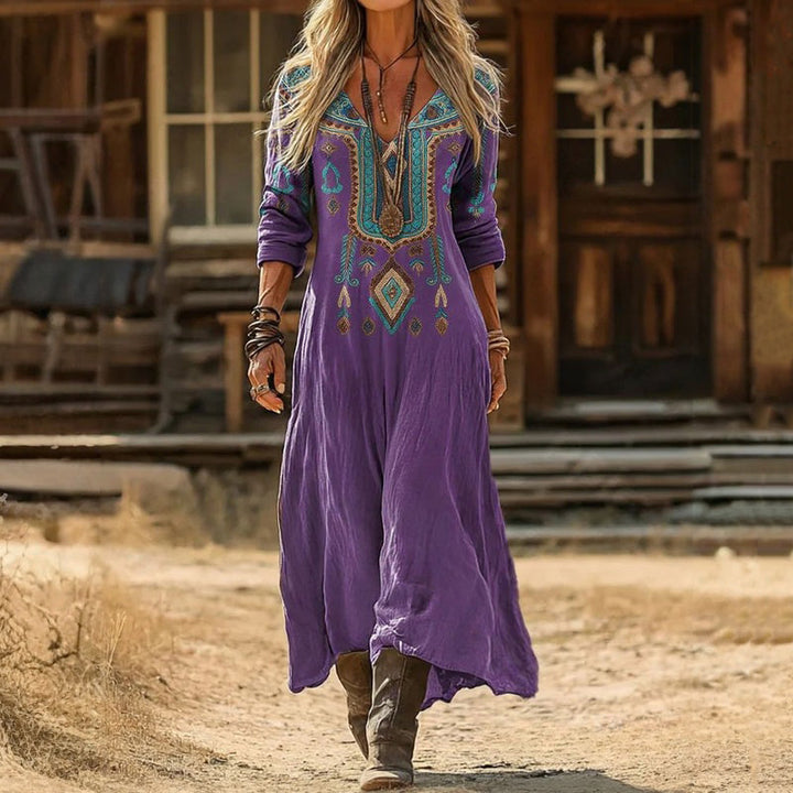 Indigo | Vintage-Inspired Long Sleeve Casual Dress