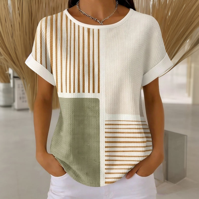 Élina™ | Striped Color Block T-Shirt