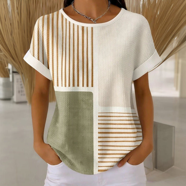 Élina™ | Striped Color Block T-Shirt