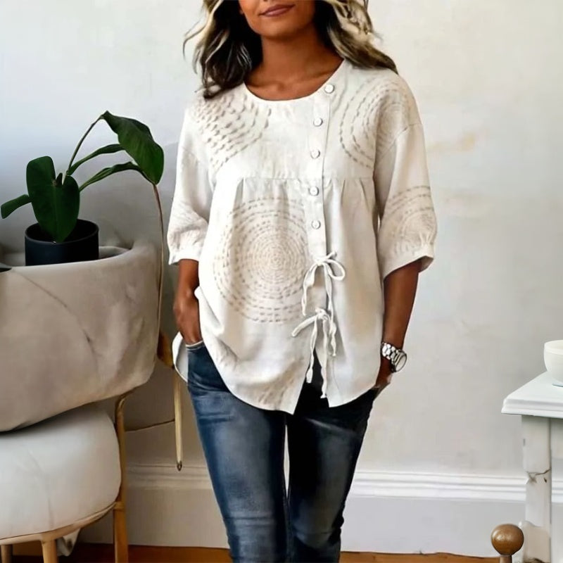 Élodie™ | Casual Vintage Printed Blouse