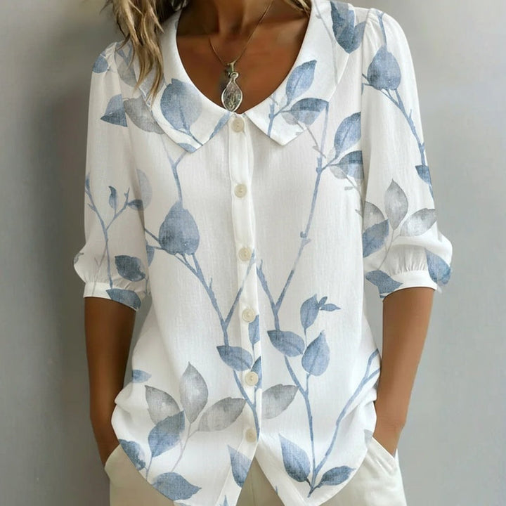 Léa™ | Casual Blouse with Leaf Pattern