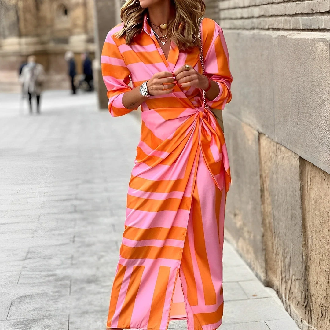 Sylora™ | Elegant Knot Detail Shirt Dress