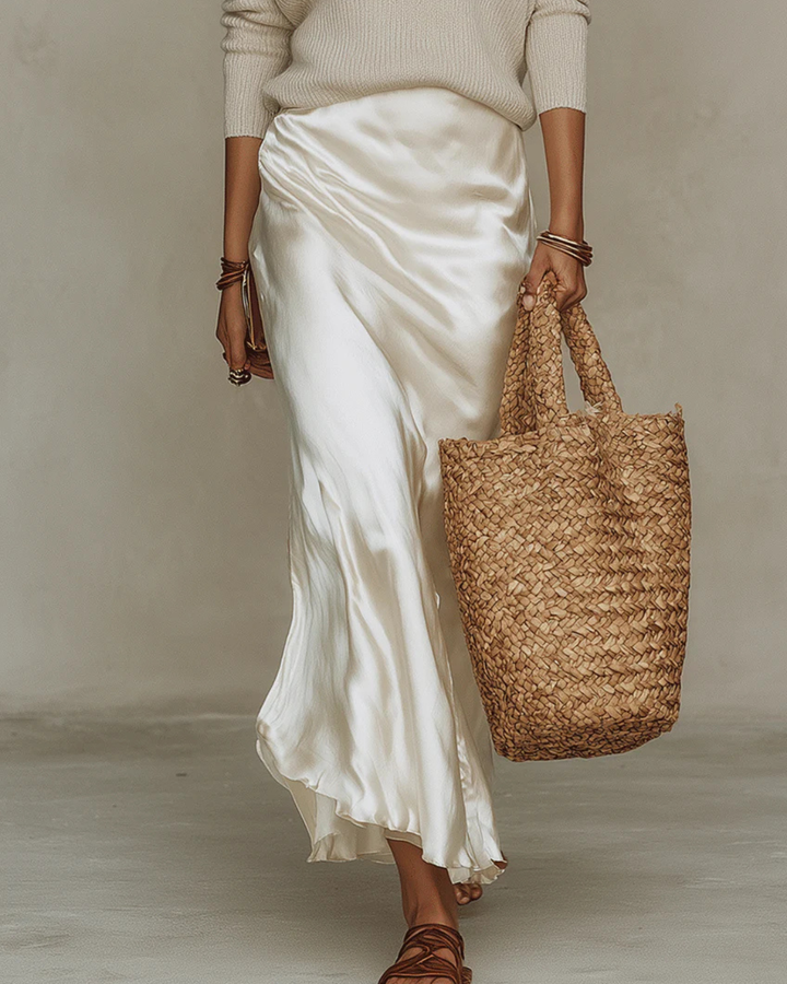 Elena | Satin Midi Dress with Included Jersey