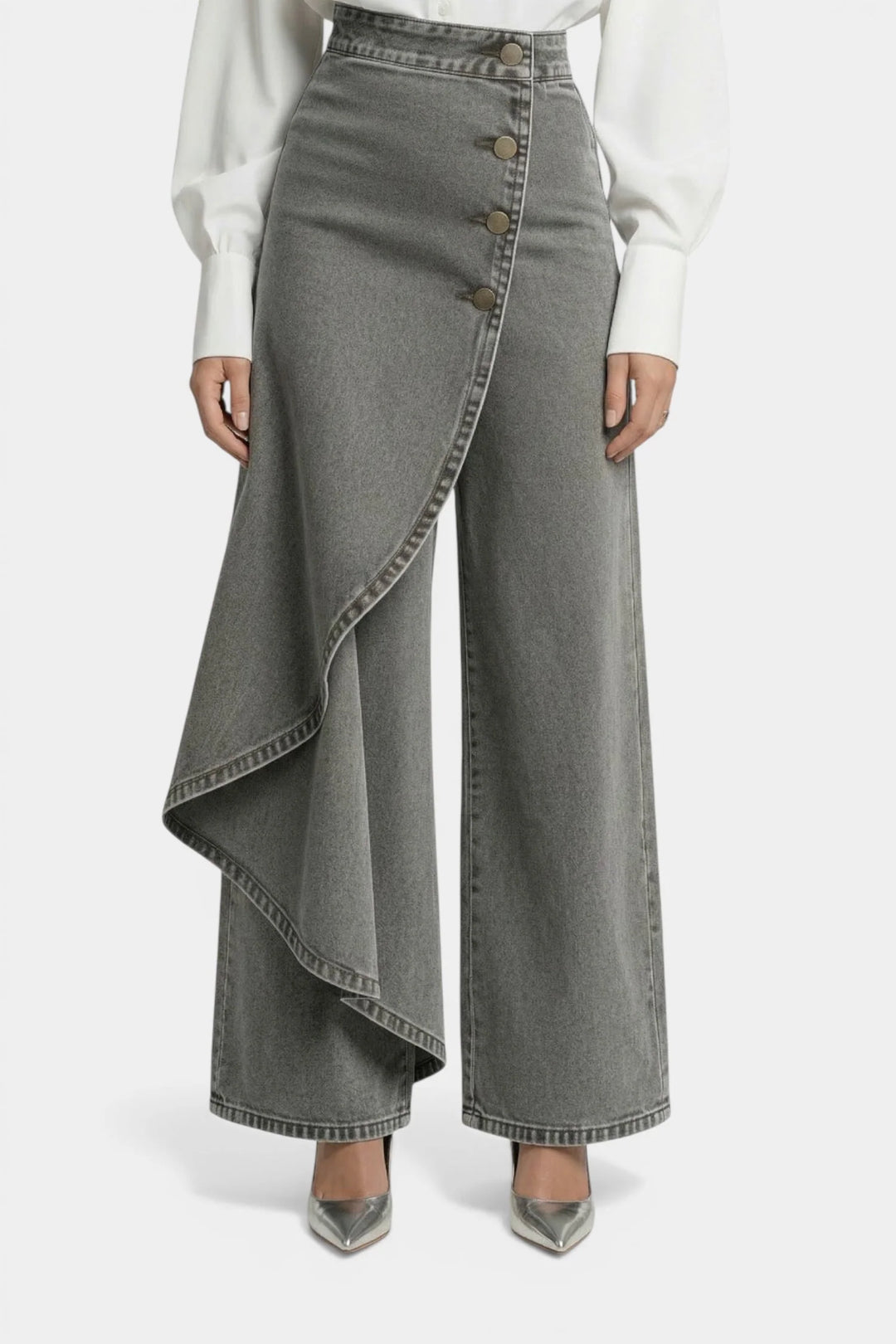 Ava™ | Denim Wrap Wide-Leg Pants