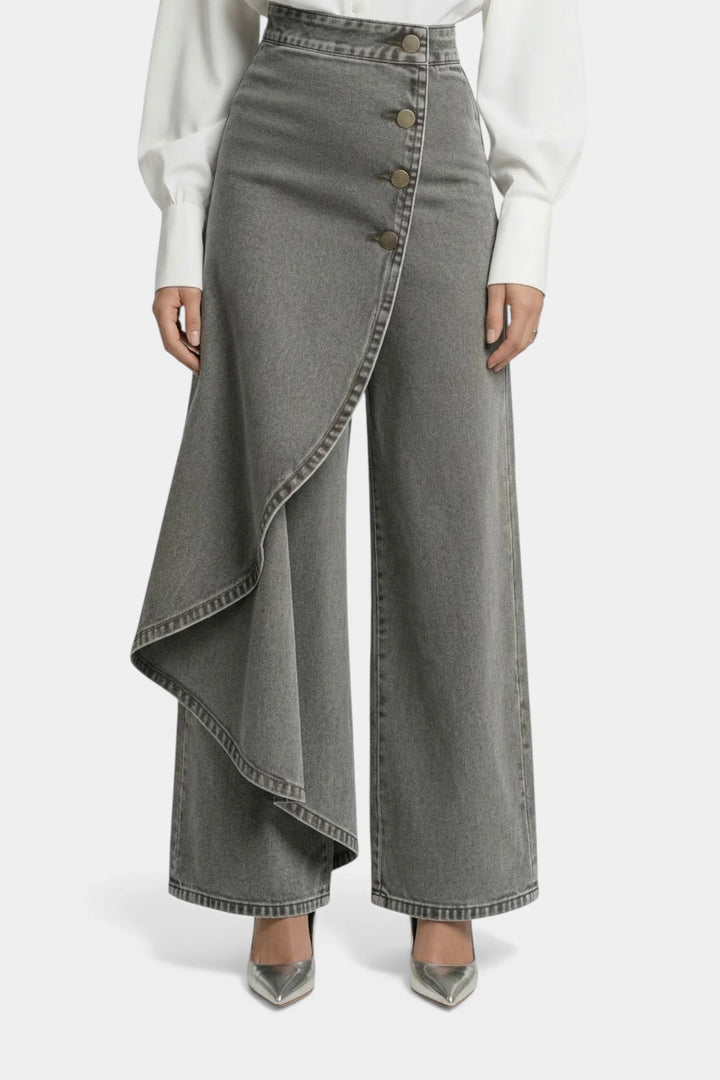 Ava™ | Denim Wrap Wide-Leg Pants