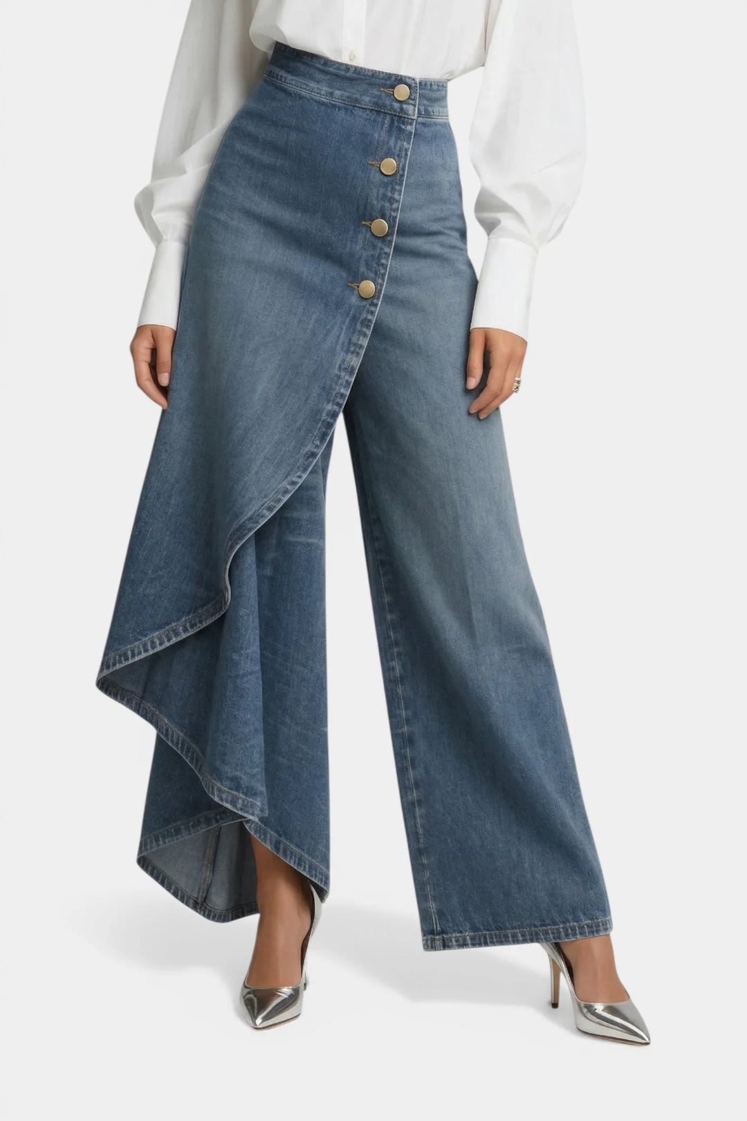Ava™ | Denim Wrap Wide-Leg Pants