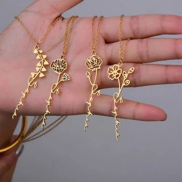 LYNN & CO | GEPERSONALISEERDE NAAM KETTING MET GEBOORTEBLOEM