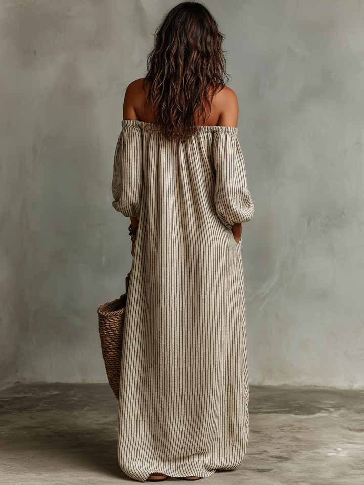 Elena | Flowing maxi dress with off-the-shoulder neckline