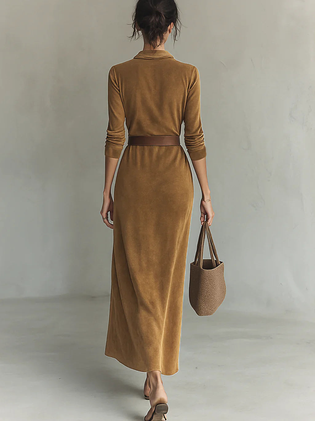 Soralyn™ | Faux Suede Belted Maxi Dress