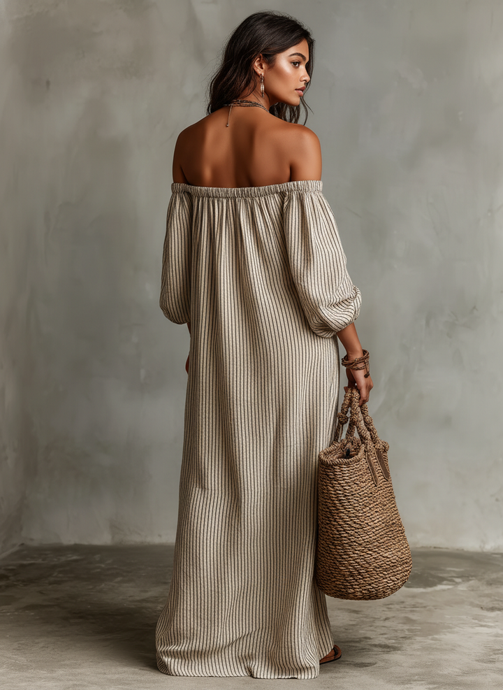 Elena | Flowing maxi dress with off-the-shoulder neckline
