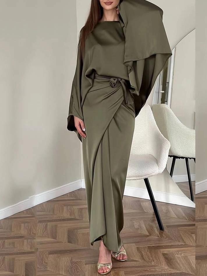 Elvoria™ | Satin maxi dress
