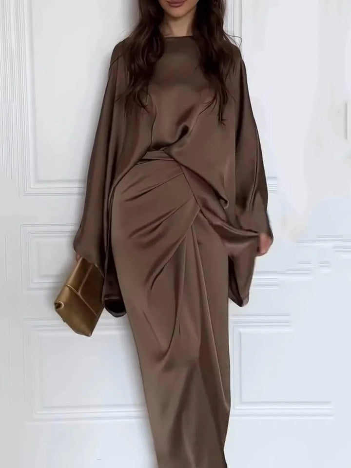Elvoria™ | Satin maxi dress
