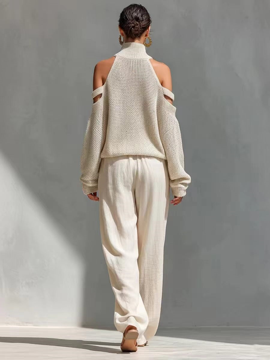 Stylish knit and linen set