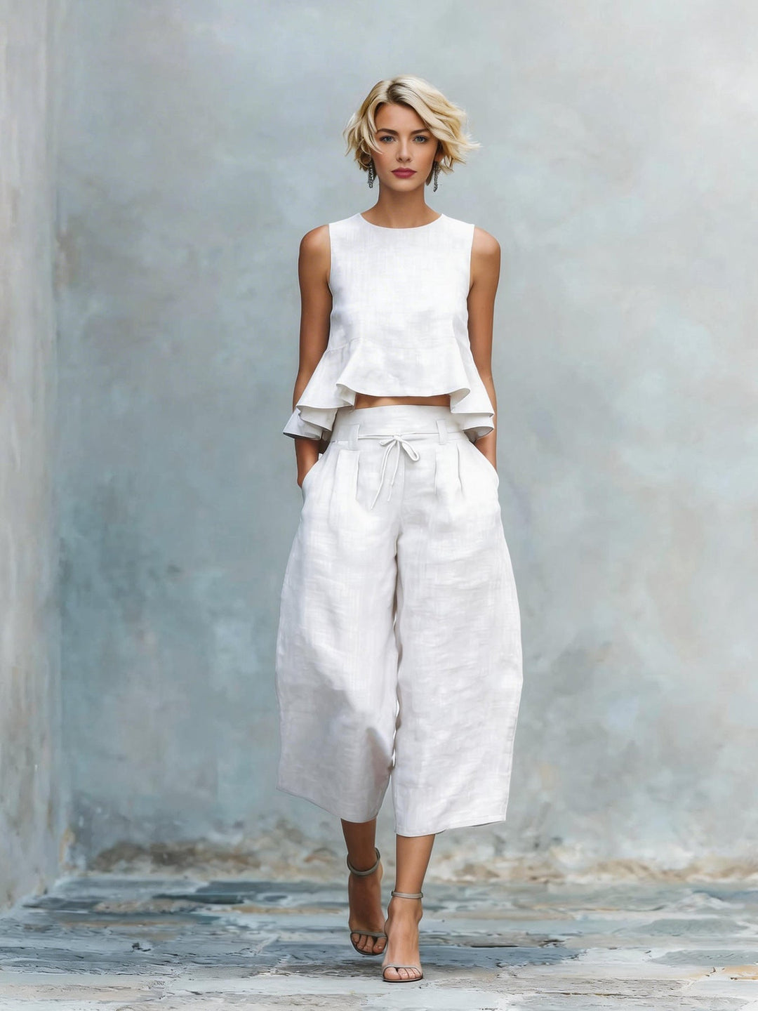 Women's two-piece set with a ruched hem