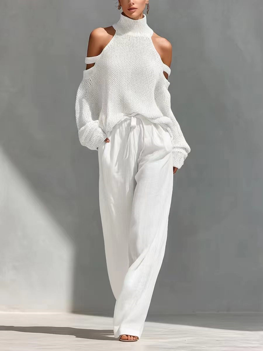 Stylish knit and linen set