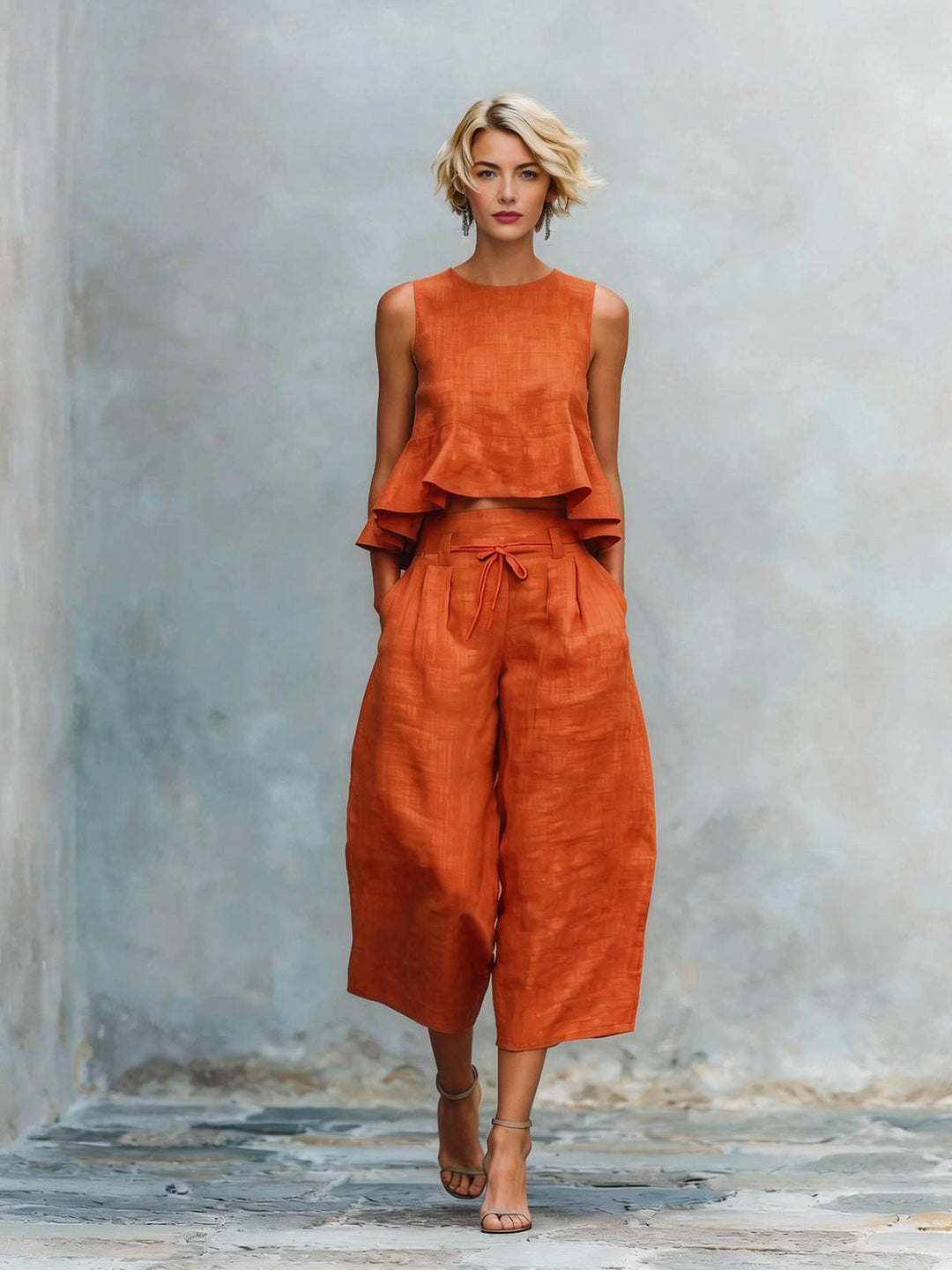 Women's two-piece set with a ruched hem