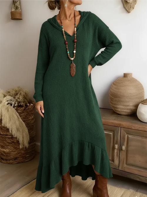 Solvessa™ | Ribbed Knit Hooded Dress