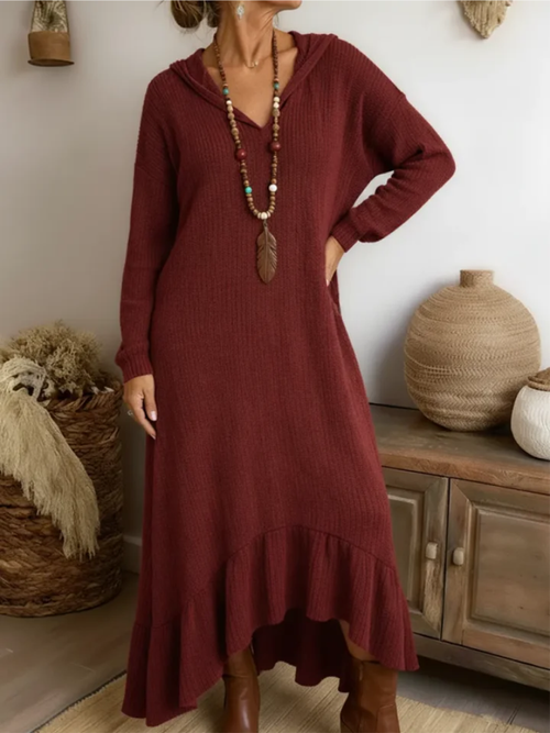 Solvessa™ | Ribbed Knit Hooded Dress