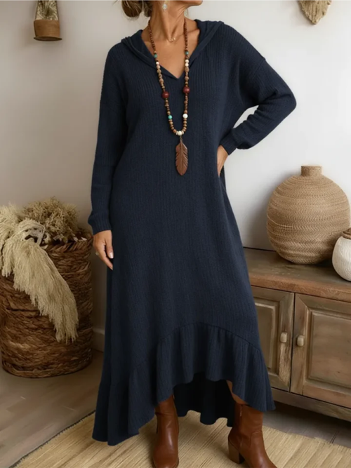 Solvessa™ | Ribbed Knit Hooded Dress