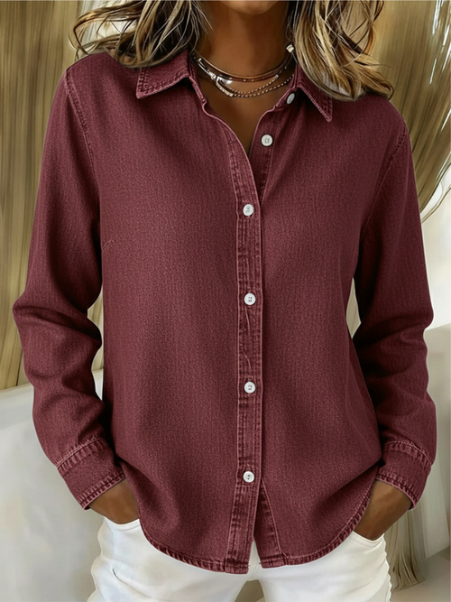 Noriselle™ | Long Sleeve Button-Front Shirt